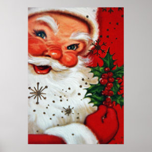 Rétro affiche vintage de Père Noël de vacances de