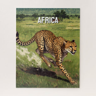 Retro Africa Cheetah Scenic Jigsaw Puzzle