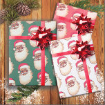 Retro African American Black Santa face Christmas Wrapping Paper Sheet<br><div class="desc">Retro old fashioned African American Black Santa face Christmas wrapping paper. This has a coral red, green and white colour and you can change the background colour to any colour you'd like. To make more changes go to Personalize this template. On the bottom you’ll see “Want to customize this design...</div>