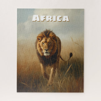 Retro African Lion Scenic Jigsaw Puzzle