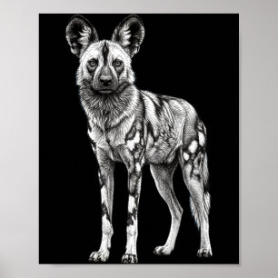 Retro African Wild Dog Lover Safari Nature Art Poster