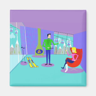 Rétro aimant de vacances de ski