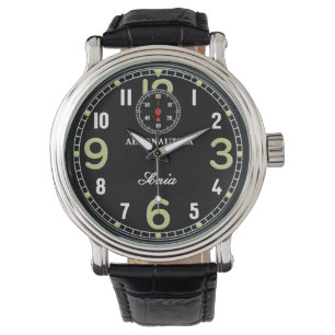 Retro aircraft clock watch