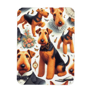 Retro Airedale Terrier Seamless Magnet