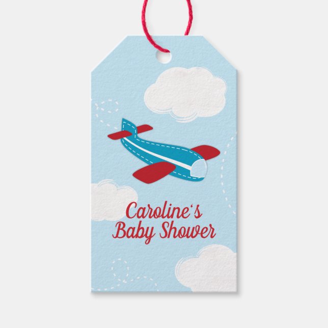 Retro Airplane Baby Shower Gift Tags (Front)