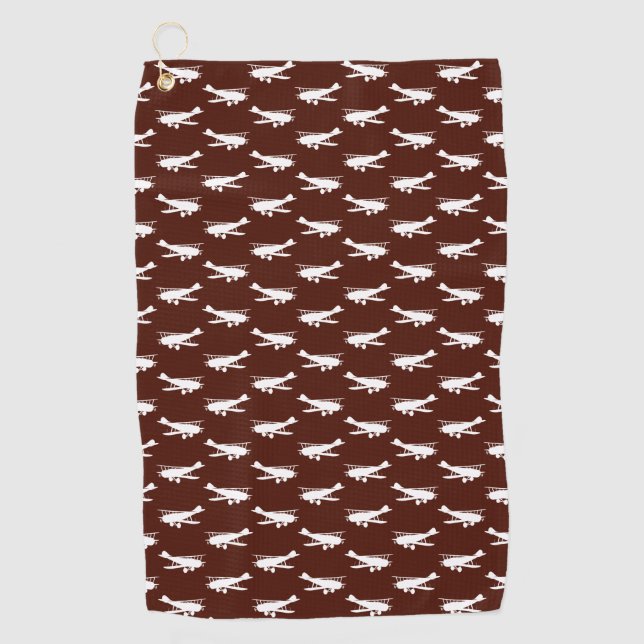 Retro Airplane Design Antique Plane Art Aviation Golf Towel (Front)