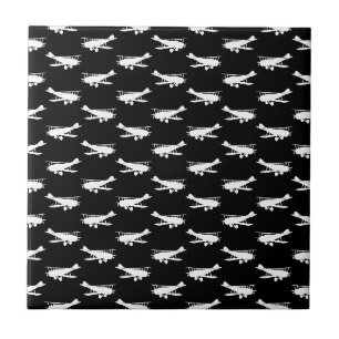 Retro Airplane Design Antique Plane Art Aviation Tile