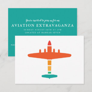retro airplane invitation