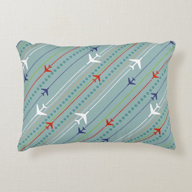 Retro Airplane Pattern Accent Pillow (Front)
