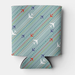 Retro Airplane Pattern Can Cooler