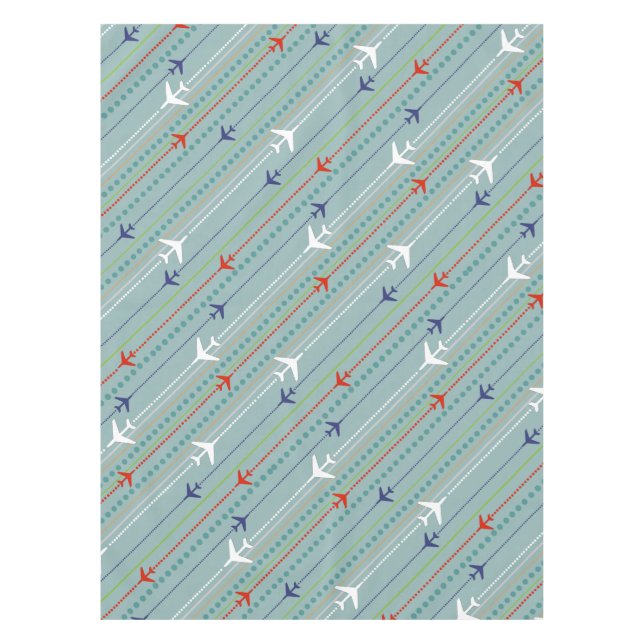 Retro Airplane Pattern Cloth Tablecloth (Front)
