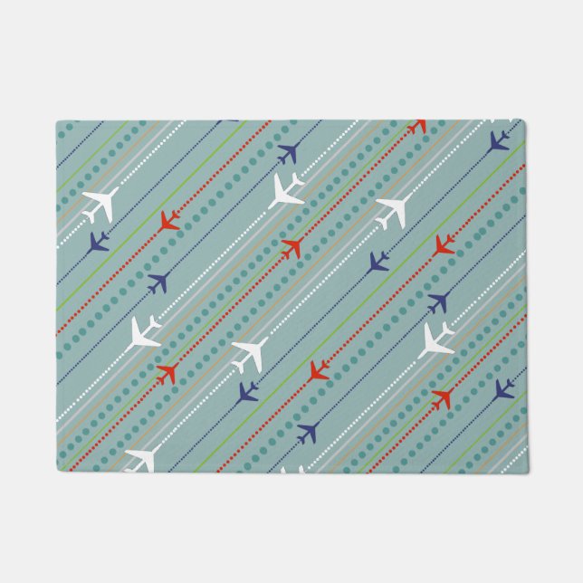 Retro Airplane Pattern Door Mat (Front)