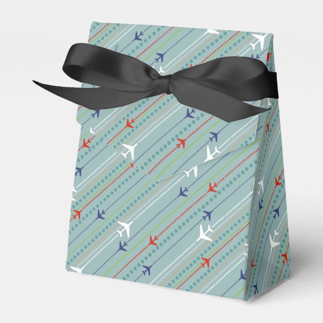 Retro Airplane Pattern Favour Box (Front Side)