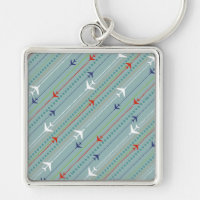 Retro Airplane Pattern Keychain