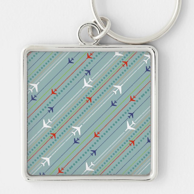 Retro Airplane Pattern Keychain (Front)
