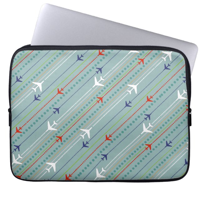 Retro Airplane Pattern Laptop Sleeve (Front)