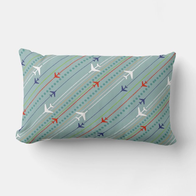 Retro Airplane Pattern Lumbar Pillow (Front)