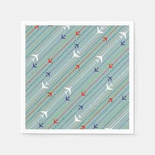 Retro Airplane Pattern Paper Napkins