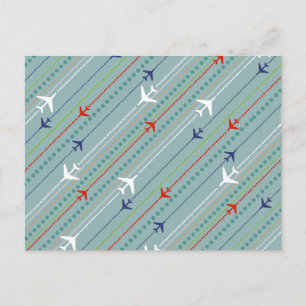 Retro Airplane Pattern Postcard