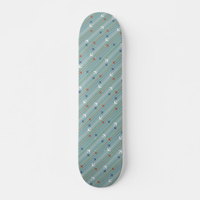 Retro Airplane Pattern Skateboard (Front)