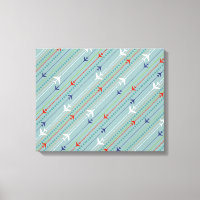 Retro Airplane Pattern Stretched Canvas Print