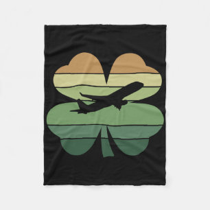 Retro Airplane Pilot Shamrock Patricks Day Womens Fleece Blanket