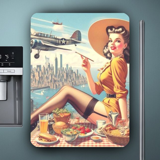 Retro Airplane Pin-up Illustration Magnet (Creator Uploaded)