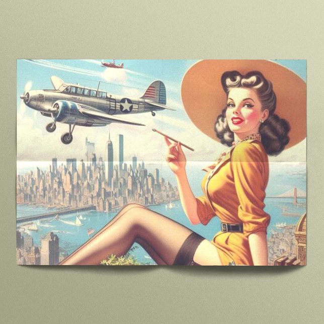 Retro Airplane Pin-up Illustration Tissue Paper (Creator Uploaded)