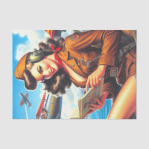 Retro Airplane Pin-up Tissue Paper