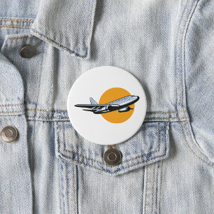 Retro Airplane Vintage Jet Travel Art Design  3 Inch Round Button