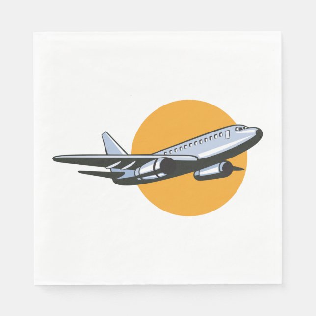 Retro Airplane Vintage Jet Travel Art Design  Napkin (Front)