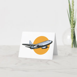 Retro Airplane Vintage Jet Travel Art Design  Thank You Card