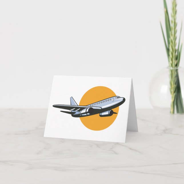 Retro Airplane Vintage Jet Travel Art Design  Thank You Card (Front)