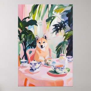 Retro Akita Poster, Akita Oil Painting, Vintage Poster