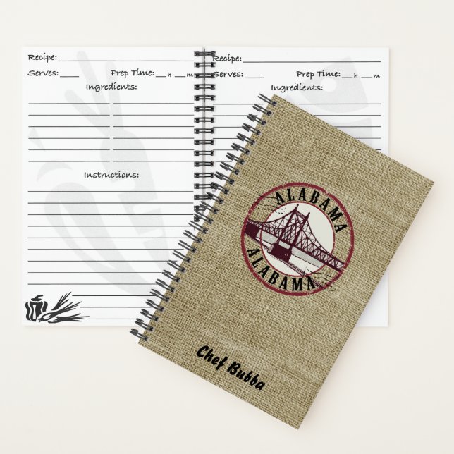  Retro Alabama Bridge Stamp Personalized Recipe Notebook (Inside)