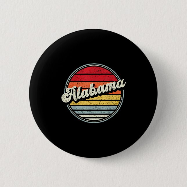 Retro Alabama Home State Cool 70s Style Sunset Men 2 Inch Round Button (Front)