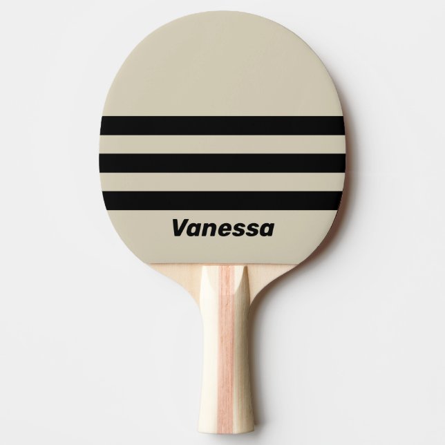 Retro Alabaster Three Across Striping with Name Ping Pong Paddle (Front)