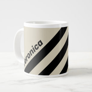 Retro Alabaster Three Stripes with Name Large Coffee Mug