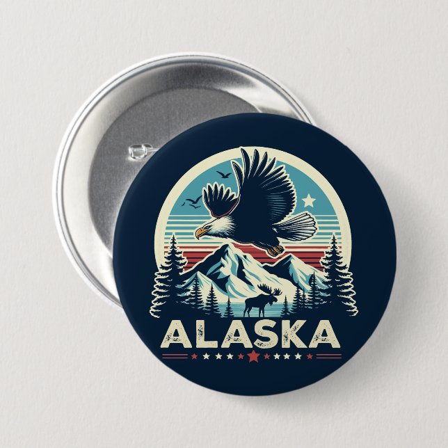 Retro Alaska 3 Inch Round Button (Front & Back)