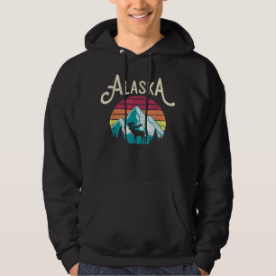 Retro Alaska, AK Juneau Mountains Wildlife Moose Hoodie