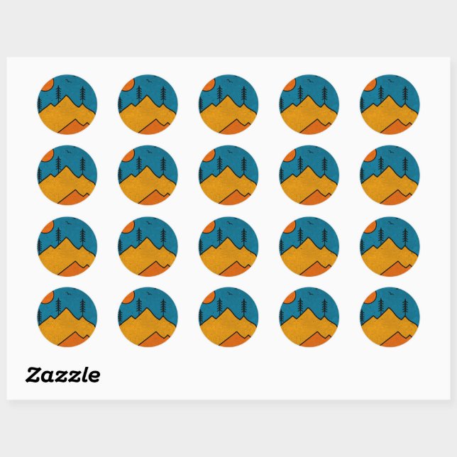 Retro Alaska Anchorage Mountain Souvenir 80s Classic Round Sticker (Sheet)