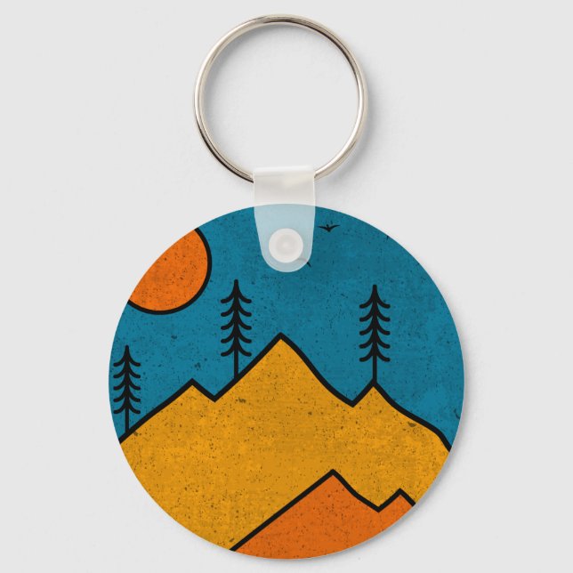 Retro Alaska Anchorage Mountain Souvenir 80s Keychain (Front)