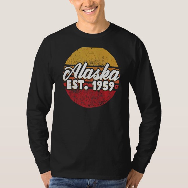 Retro Alaska Est 1959 The Last Frontier State Map  T-Shirt (Front)