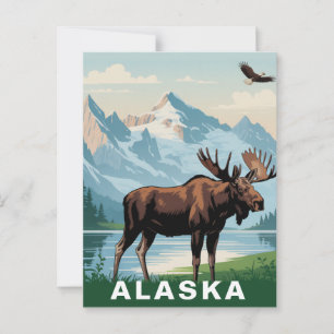 Retro Alaska Moose Mountain Postcard