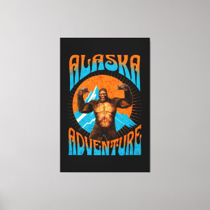 Retro Alaska Sasquatch Mountain Adventure Canvas Print