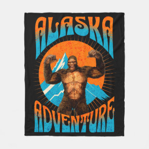 Retro Alaska Sasquatch Mountain Adventure Fleece Blanket