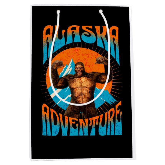 Retro Alaska Sasquatch Mountain Adventure Medium Gift Bag (Front)