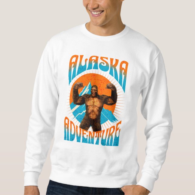 Retro Alaska Sasquatch Mountain Adventure Sweatshirt (Front)