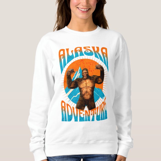 Retro Alaska Sasquatch Mountain Adventure Sweatshirt (Front)