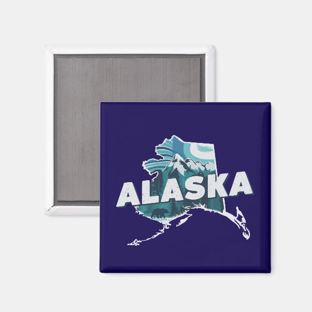 Retro Alaska Scenic Silhouette   Magnet (Front/Back)